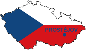 mapa ČR vyznačený Prostějov